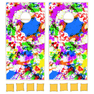 Cute colorful splatter paint design cornhole set