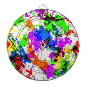 Cute colorful splatter paint design dart board