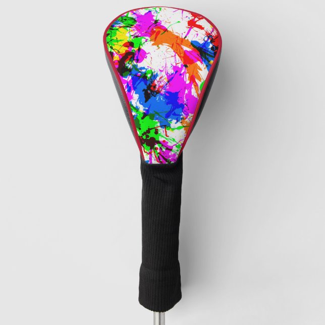 Cute colorful splatter paint design golf head cover (Front)