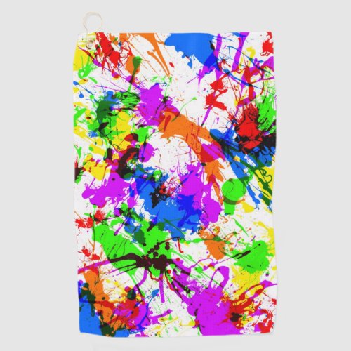 Cute colorful splatter paint design golf towel