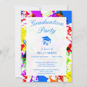 Cute colorful splatter paint design invitation