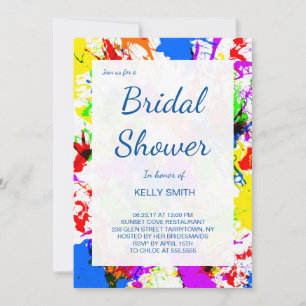 Cute colorful splatter paint design invitation