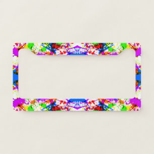 Cute colorful splatter paint design license plate frame