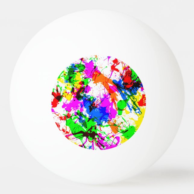 Cute colorful splatter paint design ping pong ball (Front)