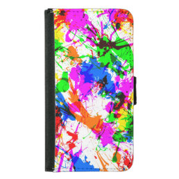Cute colorful splatter paint design wallet phone case for samsung galaxy s5