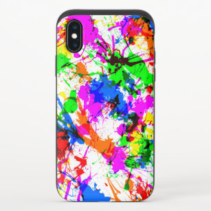 Cute colorful splatter paint design iPhone XS slider case