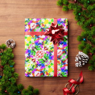 Cute colorful splatter paint design wrapping paper