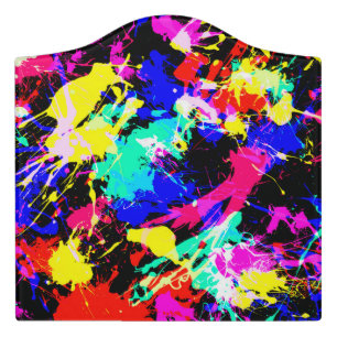 Cute colorful splatter paint door sign