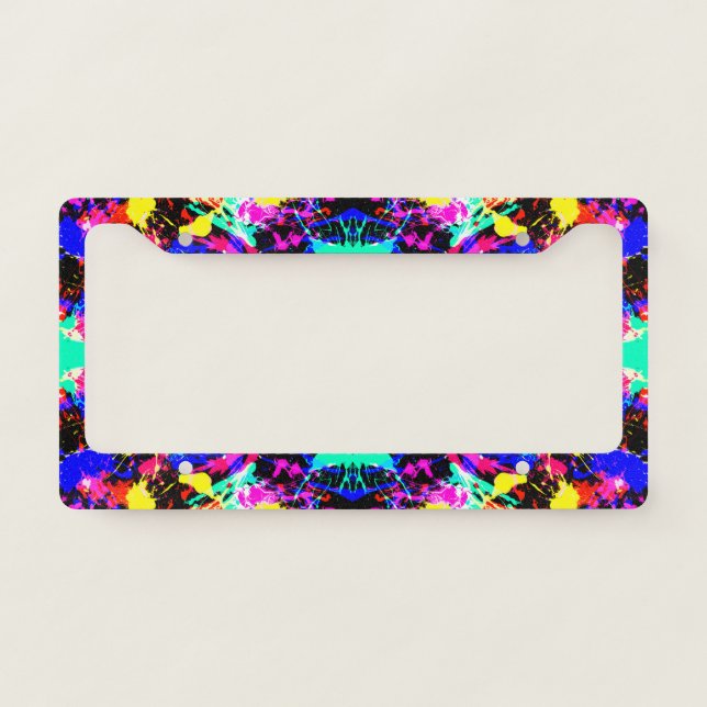 Cute colorful splatter paint license plate frame (Front)