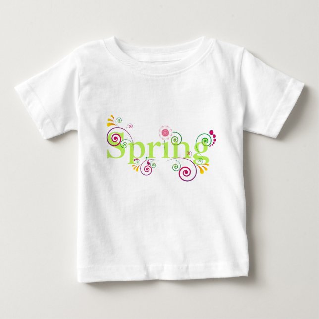 Cute Colorful Spring Botanical Baby T-Shirt (Front)