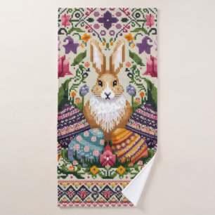 Cute/Colorful Spring/Easter fair isle Bath Towel