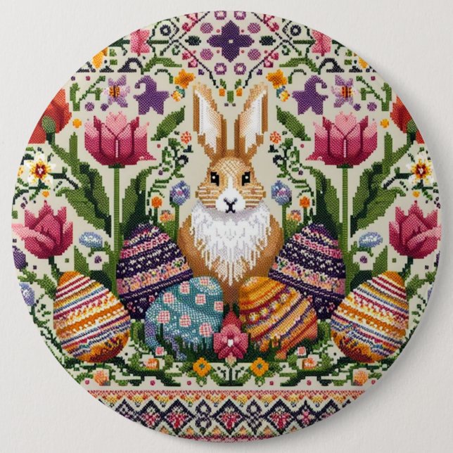 Cute/Colorful Spring/Easter fair isle  Button (Front)