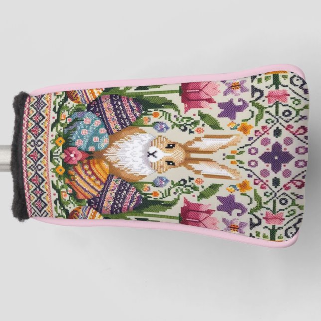 Cute/Colorful Spring/Easter fair isle  Golf Head Cover (Front)