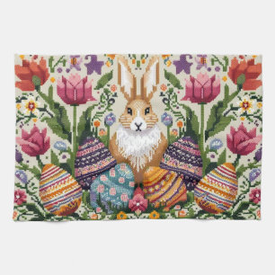 Cute/Colorful Spring/Easter fair isle Kitchen Towel
