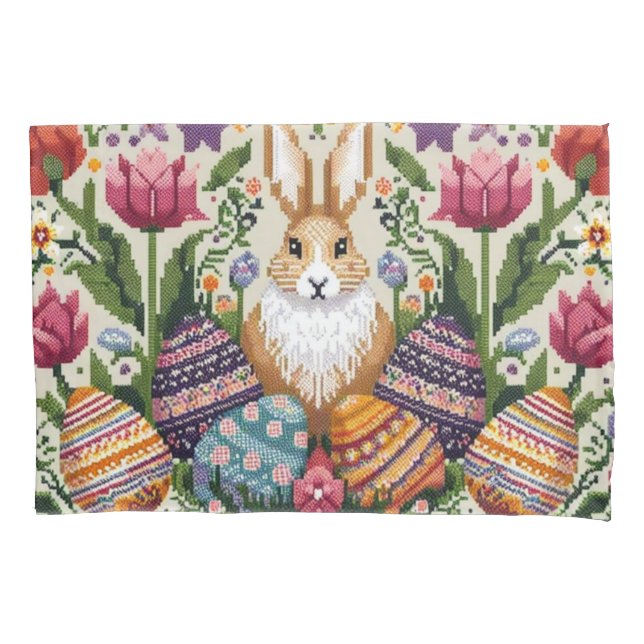 Cute/Colorful Spring/Easter fair isle  Pillow Case (Front)