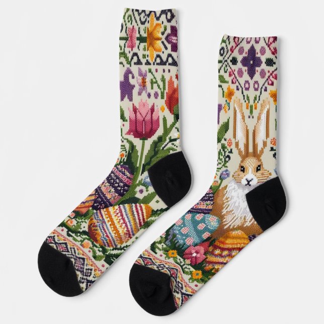 Cute/Colorful Spring/Easter fair isle  Socks (Left)