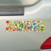 Cute colorful spring floral flowers bumper sticker (On Car)