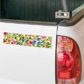 Cute colorful spring floral flowers bumper sticker (On Truck)