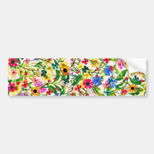 Cute colorful spring floral flowers bumper sticker