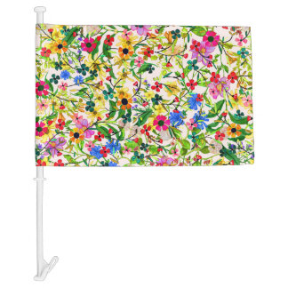 Cute colorful spring floral flowers car flag