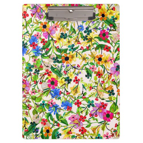 Cute colorful spring floral flowers clipboard