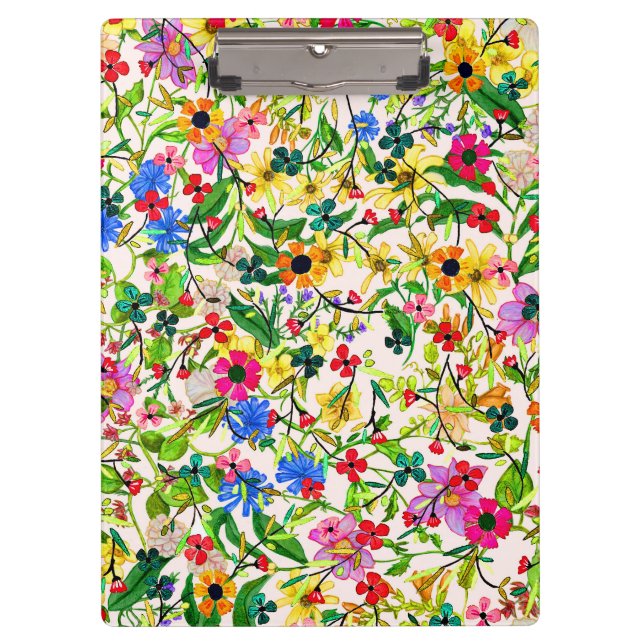 Cute colorful spring floral flowers clipboard (Front)