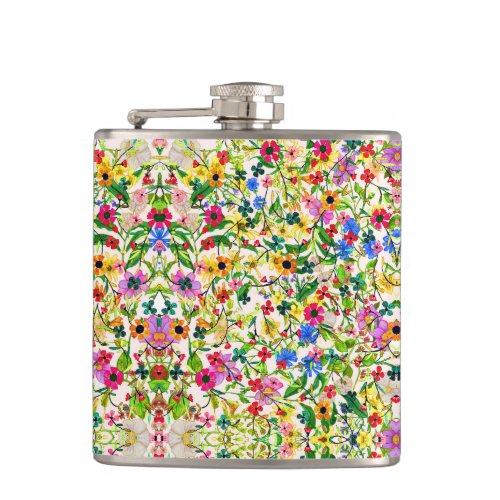 Cute colorful spring floral flowers flask