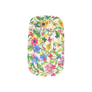 Cute colorful spring floral flowers minx nail art