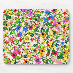 Cute colorful spring floral flowers mouse pad