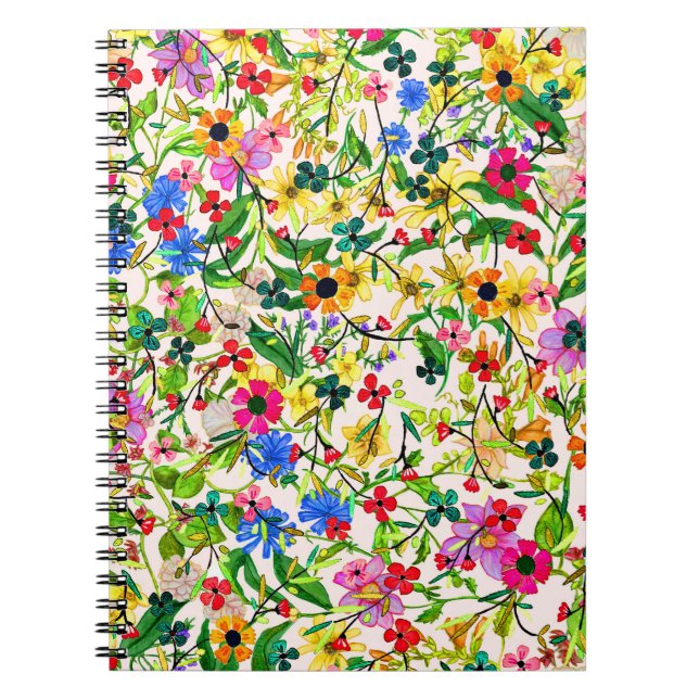 Cute colorful spring floral flowers notebook (Front)