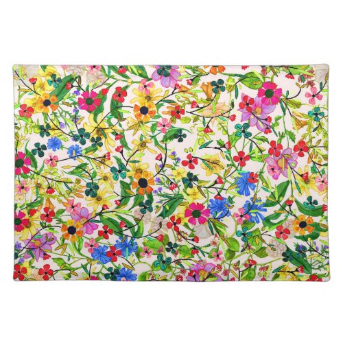 Cute colorful spring floral flowers placemat