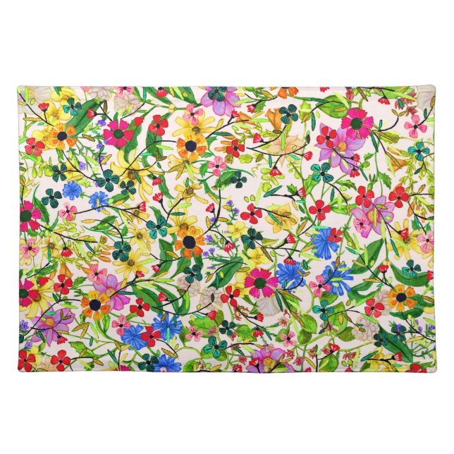 Cute colorful spring floral flowers placemat (Front)