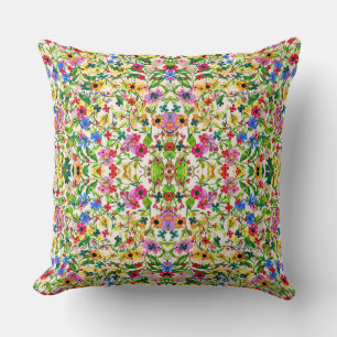 Cute colorful spring floral flowers throw pillow