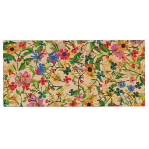 Cute colorful spring floral flowers wood USB flash drive