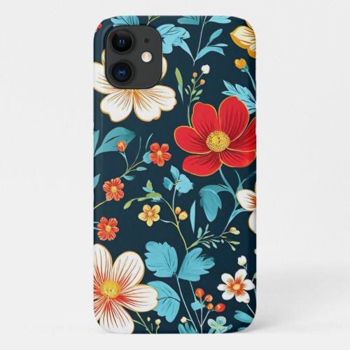 Cute Colorful Spring Flowers Beautiful Floral  iPhone 11 Case