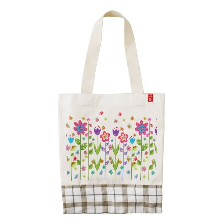 Cute Colorful Spring Flowers & Butterflies Zazzle Heart Tote Bag