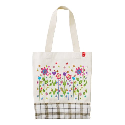 Cute Colorful Spring Flowers  Butterflies Zazzle HEART Tote Bag