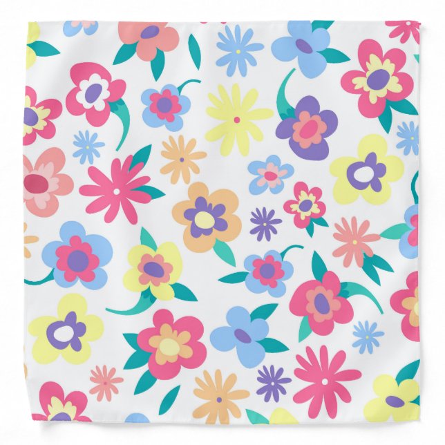 Cute colorful spring flowers pattern bandana (Front)