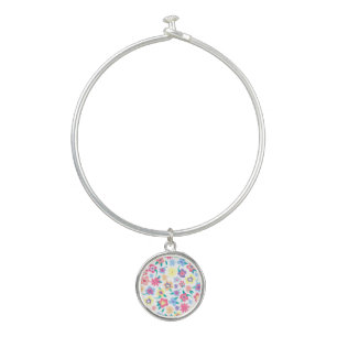 Cute colorful spring flowers pattern bangle bracelet