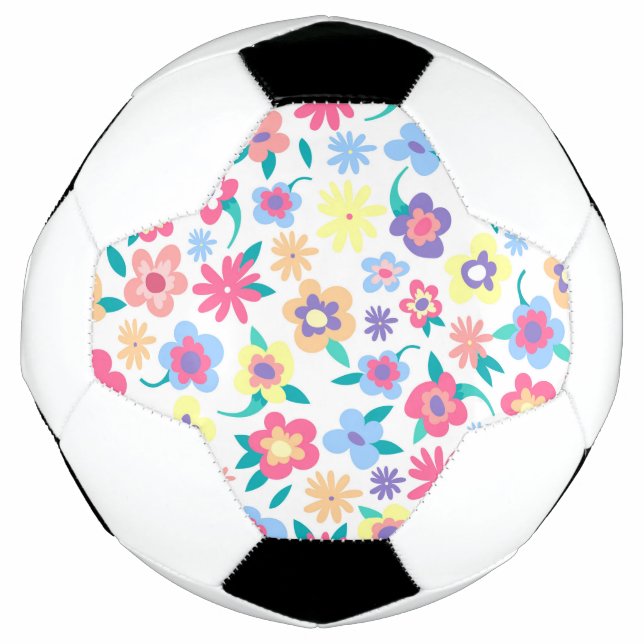 Cute colorful spring flowers pattern bowl soccer ball (Front)
