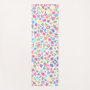 Cute colorful spring flowers pattern bowl yoga mat