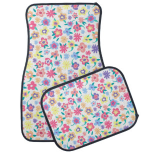 Cute colorful spring flowers pattern car floor mat