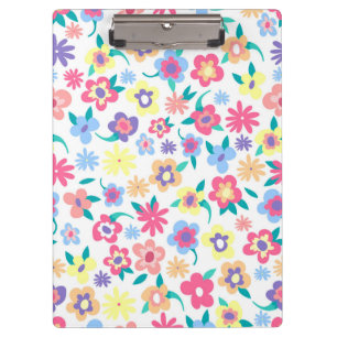 Cute colorful spring flowers pattern clipboard