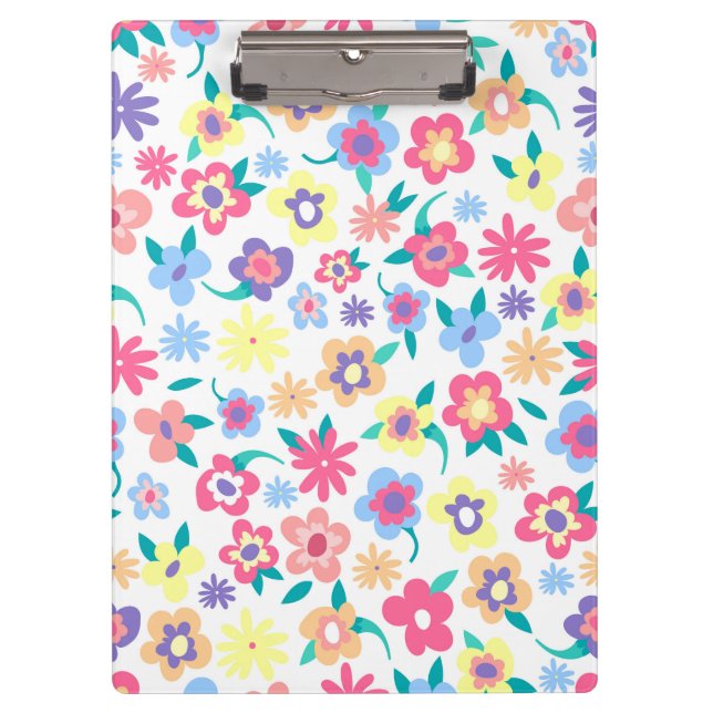 Cute colorful spring flowers pattern clipboard (Front)