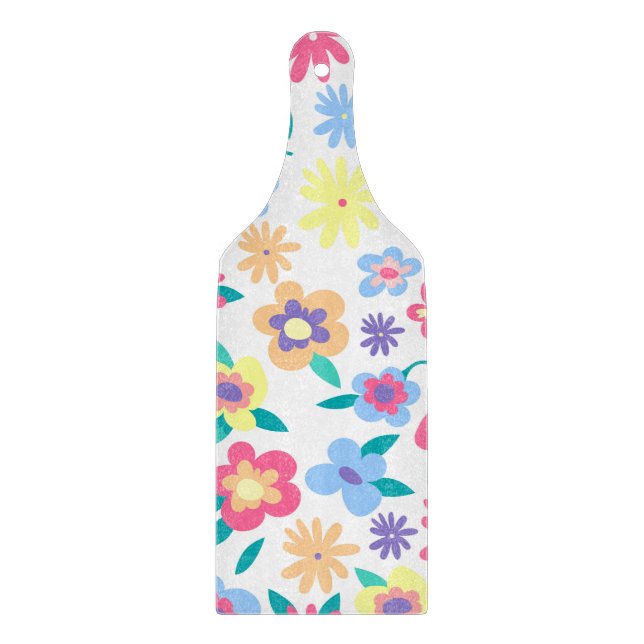 Cute colorful spring flowers pattern cutting board (Front)