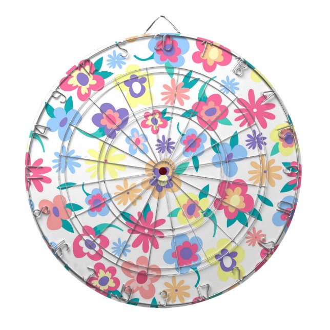 Cute colorful spring flowers pattern dart board (Front)