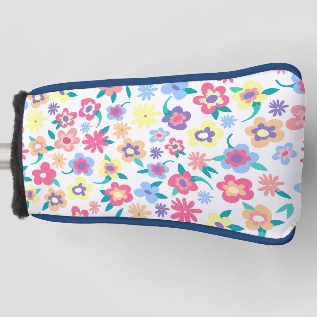 Cute colorful spring flowers pattern golf head cover (Front)