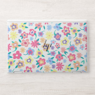 Cute colorful spring flowers pattern HP laptop skin