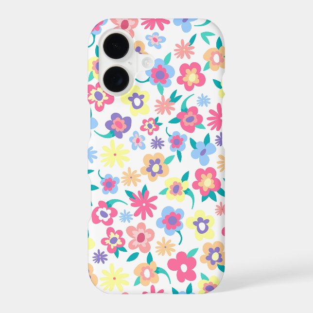 Cute colorful spring flowers pattern iphone case (Back)