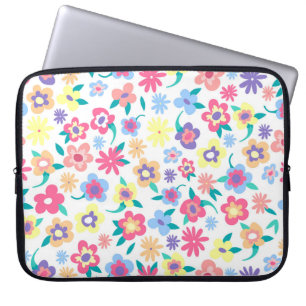 Cute colorful spring flowers pattern laptop sleeve